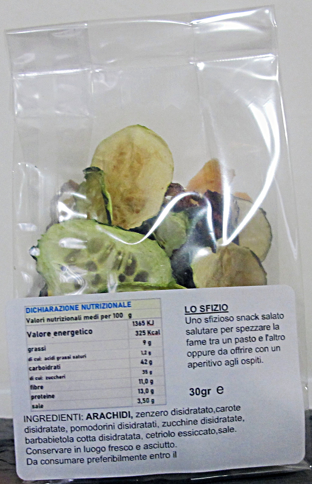 Snack naturale di verdura essiccata "LO SFIZIO" - 30 gr