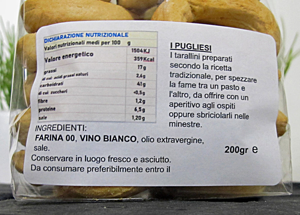 Taralli artigianali tipici "I PUGLIESI" - 200 gr